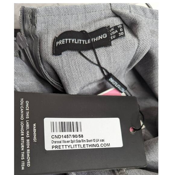 Pretty Little Things gray woven side slit mini skirt skort size 6 - Picture 6 of 11